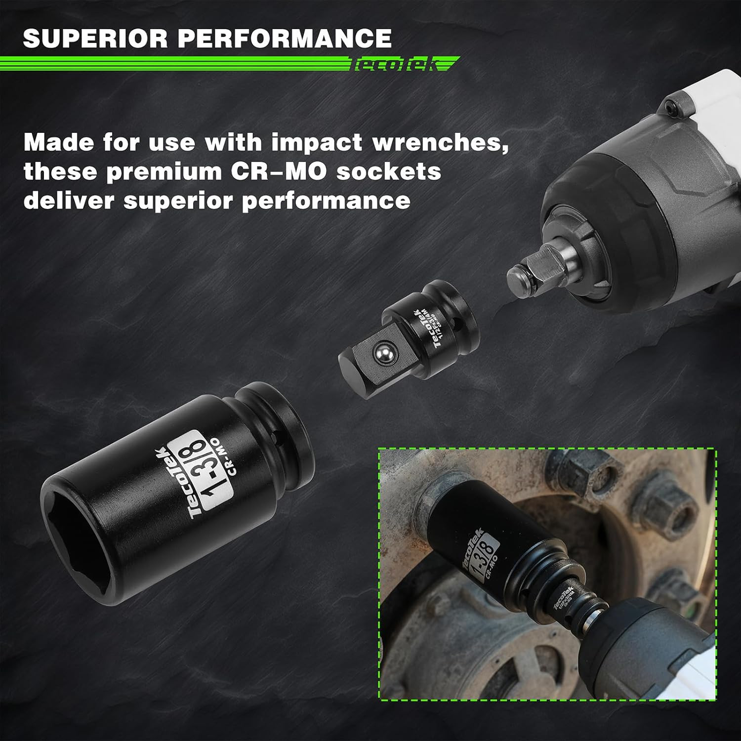 3/4″ Drive Deep 6-Point Impact Socket Set 1/2″ F to 3/4″ M Impact Socket Adapter