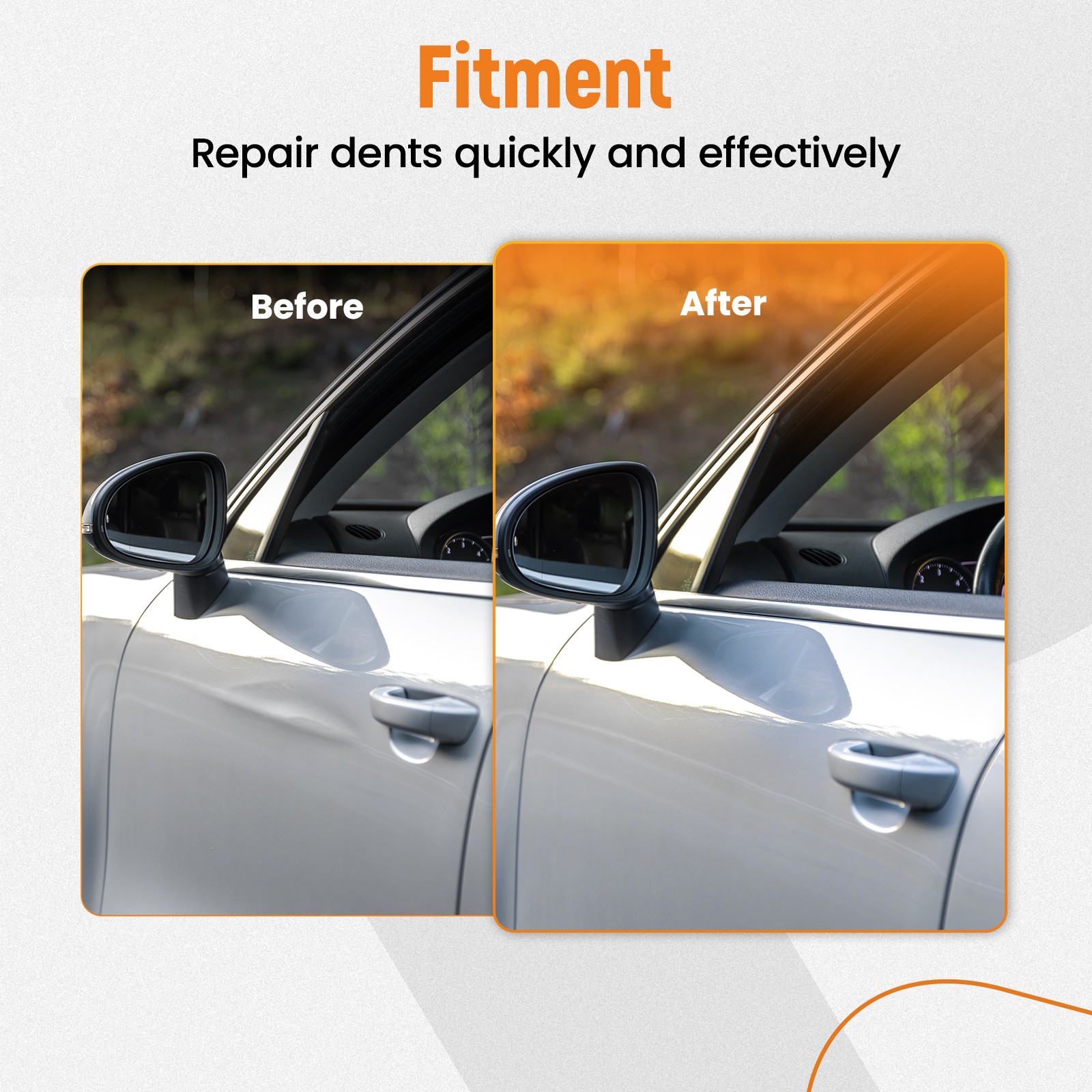 Car Paintless Dent Removal Kit, Auto Fender Damage Repair Big Curved Rod Crowbar
