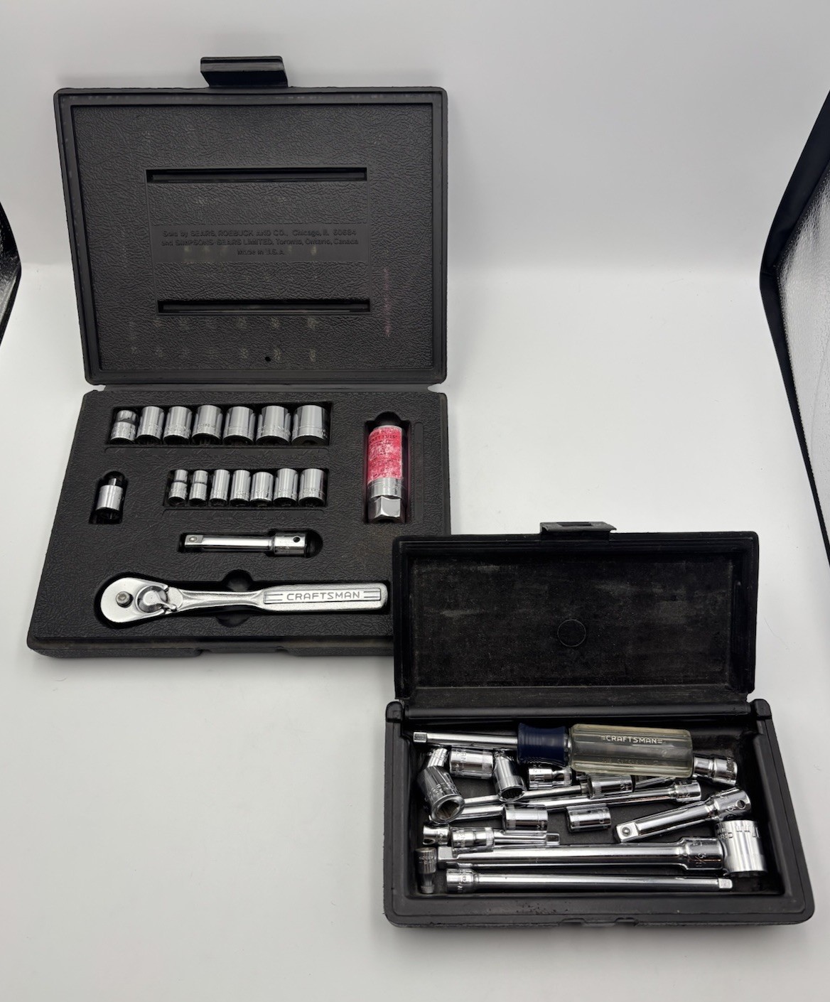 Lot Vintage Craftsman 9-33234 18pc Socket Wrench Set + 9-65293 Drive Metric Set