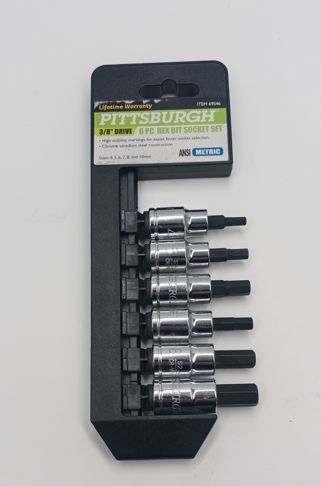 Pittsburg Metric 3/8″ Drive 6 Piece Hex Bit Socket Set