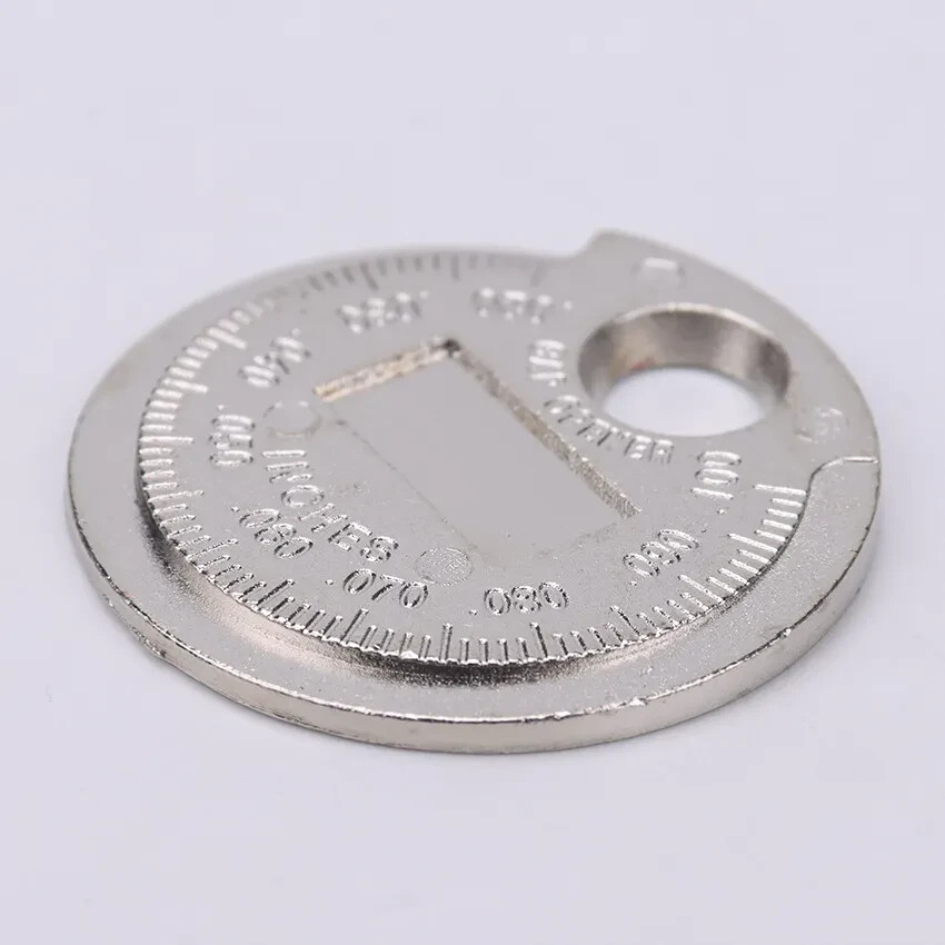 0.6-2.4mm Range Coin-Type Spark Plug Gage Gap Measurement Tool Feeler Steel 1Pcs