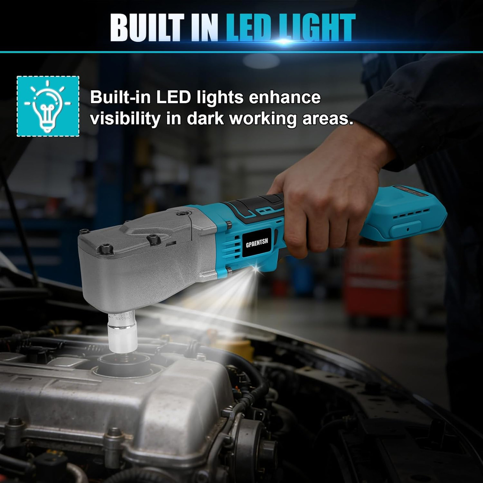 Electric Right Angle Impact Wrench Compatible with Makita 18V Battery, 1/2″ 206