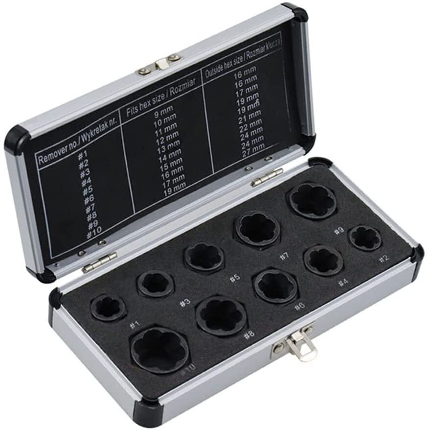 10pcs Damaged Lug Nut Lock Remover Twist Socket Set Screw Extractor Tool US