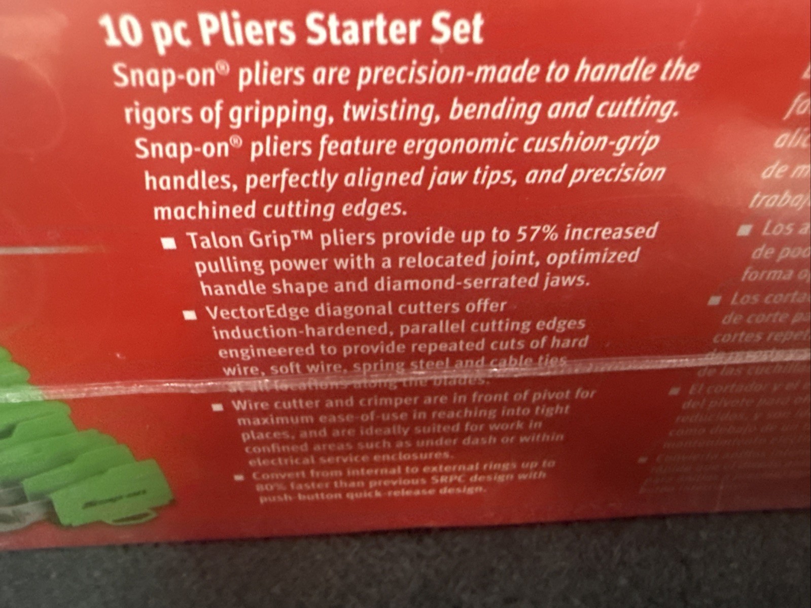 For SNAP ON PL1000START G 10pc Pliers Starter Set Needle Nose Cutters Crimper