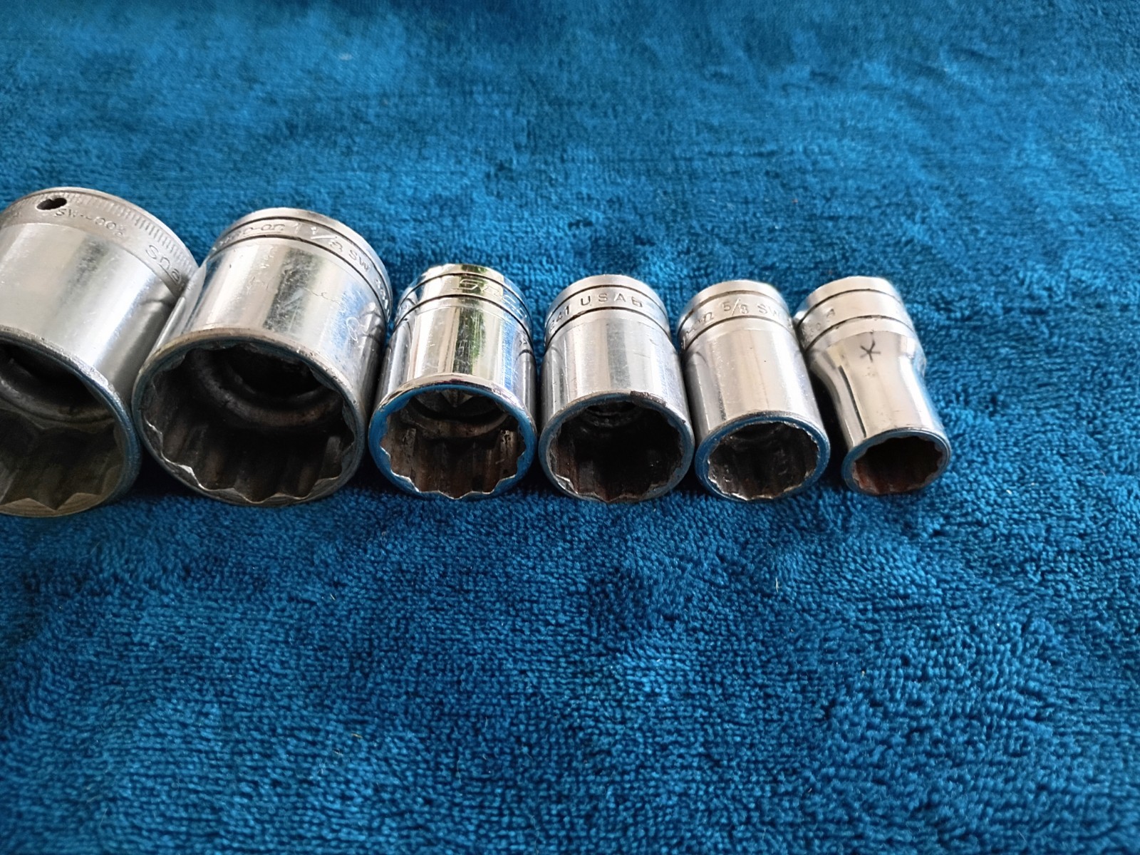 Vintage Snap-on Tools 1/2 Drive Shallow 12 Pt Socket Set of 7 1/2»-1 1/4».