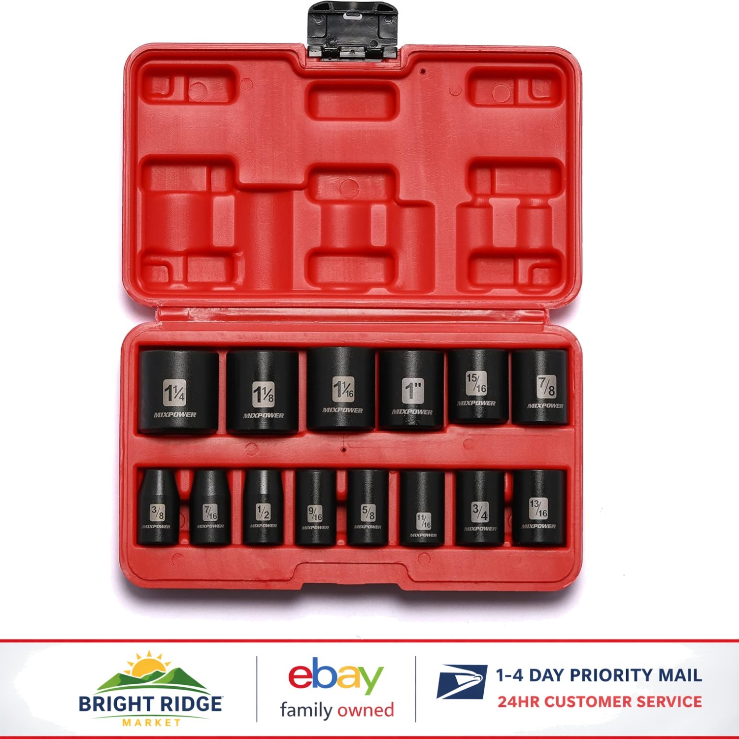 Complete 14-Piece Shallow Impact Socket Set with Quality Assurance Guarantee
