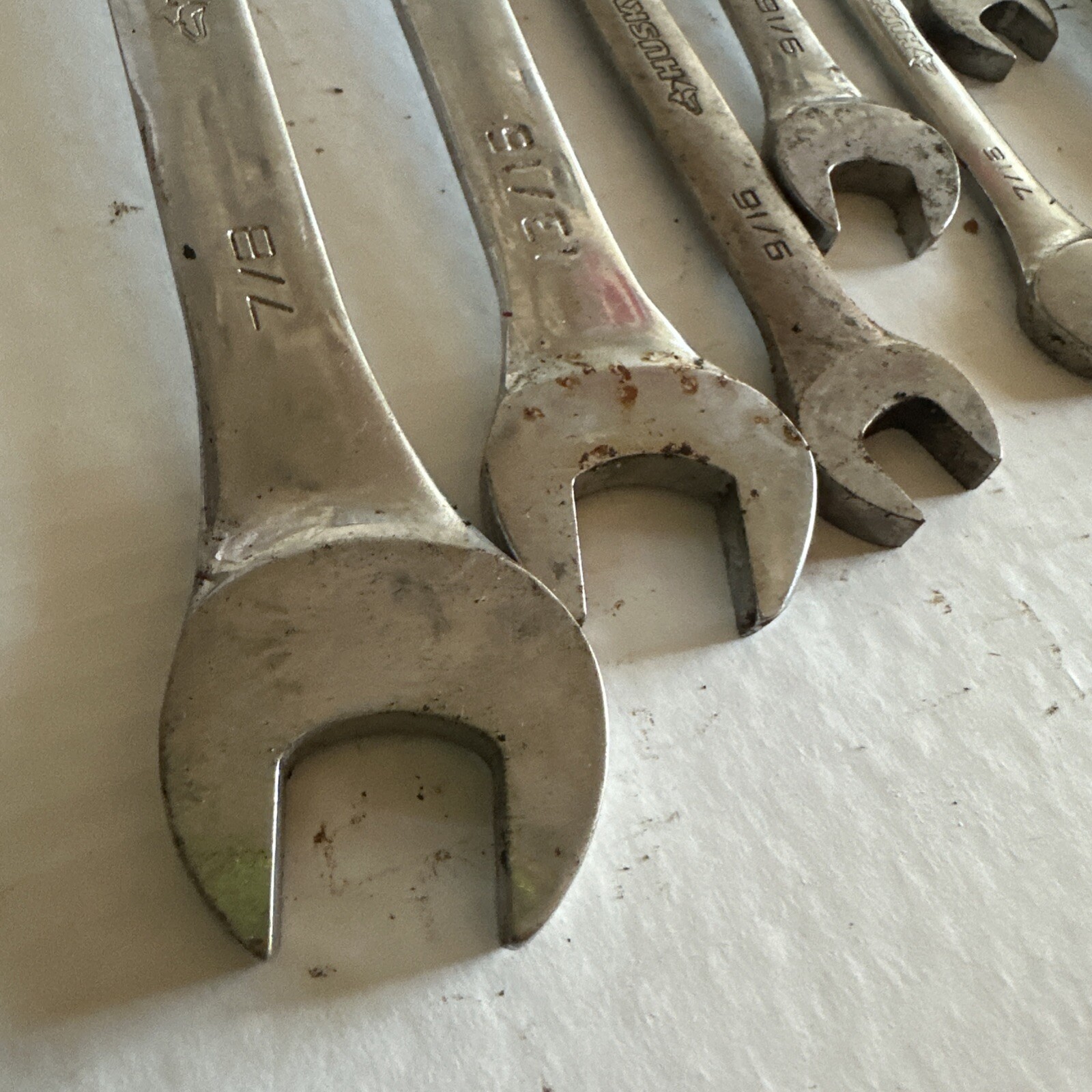 lot of 9 Husky wrenches Standard various sizes forged in U.S.A. drop steel VGC