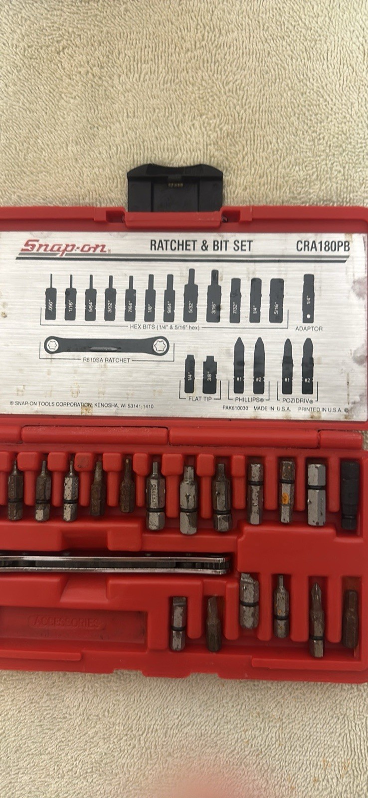 Snap On Offset Driver Set Ratchet & Bit Set CRA180PB MSRP 525