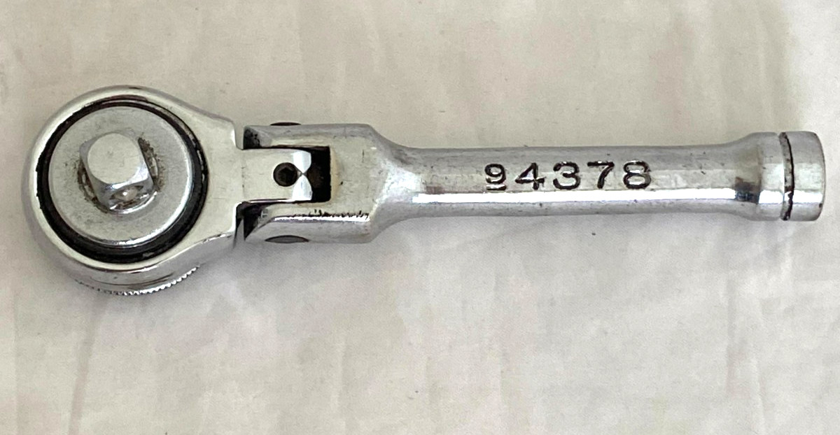 Vintage CRAFTSMAN 94378 Stubby 3/8″ Drive Flex Head Thumb Wheel Ratchet