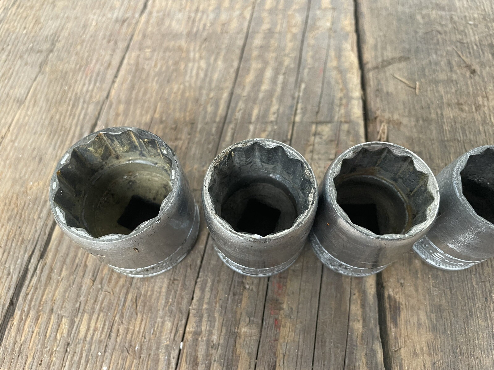 Vintage 9PC Set SK Shallow Tapered 1/2 In Drive Socket 1-1/8″ – 7/16″ USA