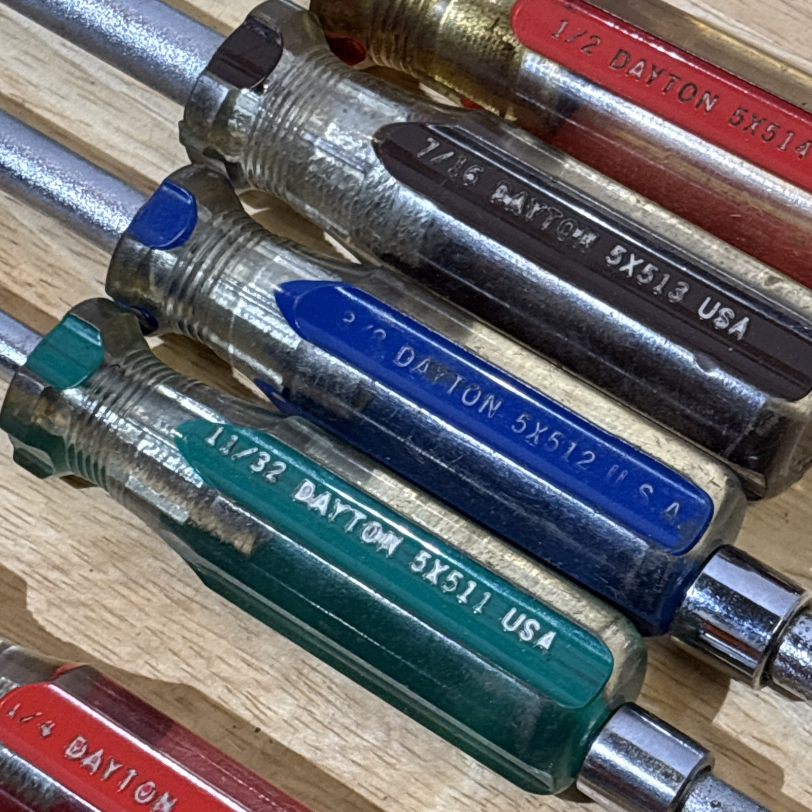 Dayton SAE Nut Driver Set LOT 3/16″ to 1/2″ Skips 5/16″ W/ Duplicates Vtg USA
