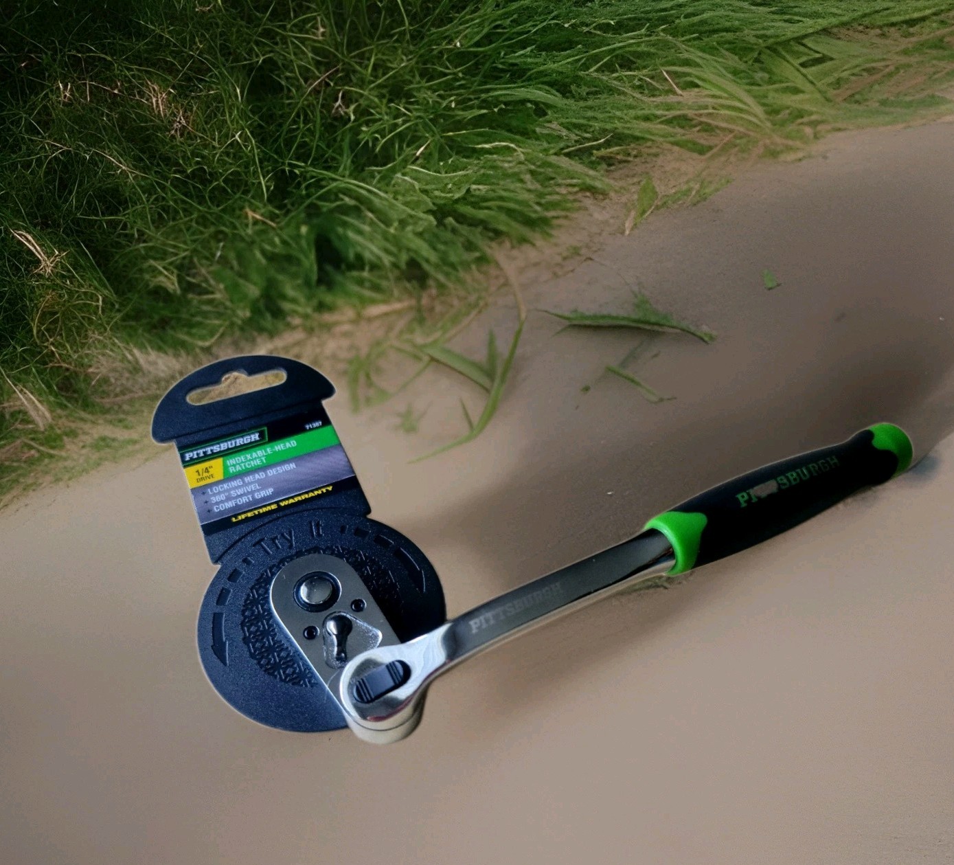 PITTSBURGH 1/4 in. Drive Indexable-Head Ratchet.360° SWivel