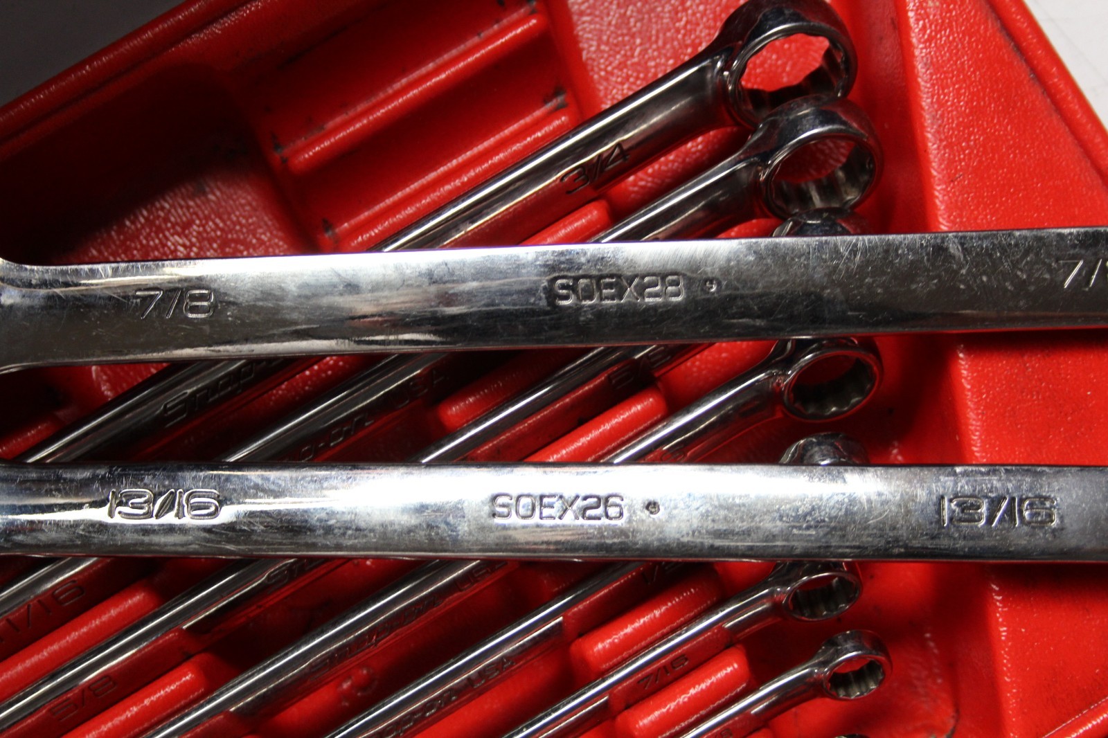 Snap-on SOEXM710 & SOEX710 20-Piece Flank Drive® Combination Wrench Set SAE & MM