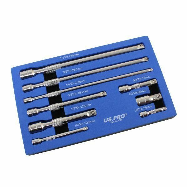 US PRO EXTENSION BAR SOCKET SET 9PC 3/8″ 1/4″ 1/2″ DRIVE RATCHET SET 4190