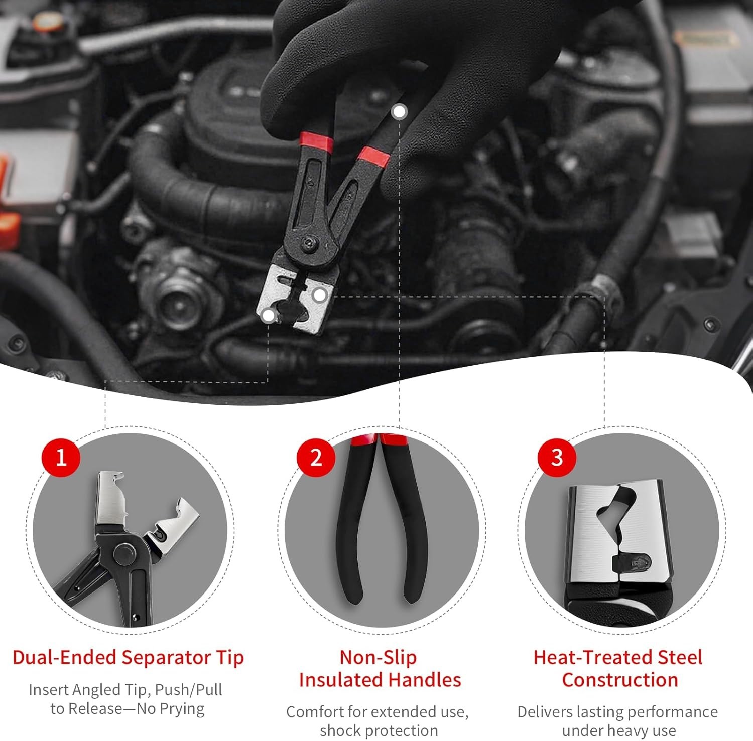 High Carbon Steel Electrical Disconnect Pliers Set: 4PC Car Repair Tool Kit