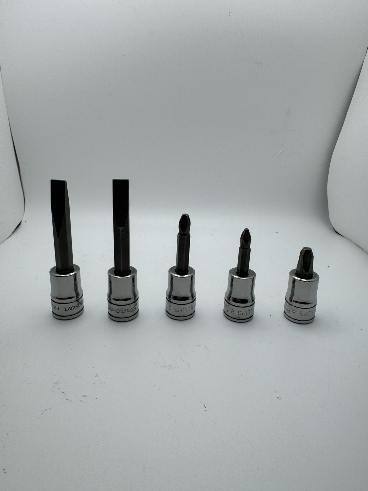 5pc Snap-on Phillips + Flat Tip Head Bit Driver Socket Set 3/8″ Drive