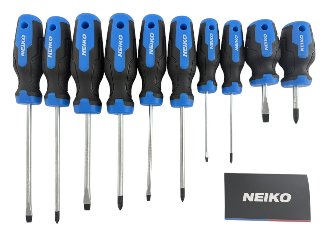 10pc Neiko NEW Magnetic Tip Non Slip Phillips & Flathead Screwdrivers Set 01378A