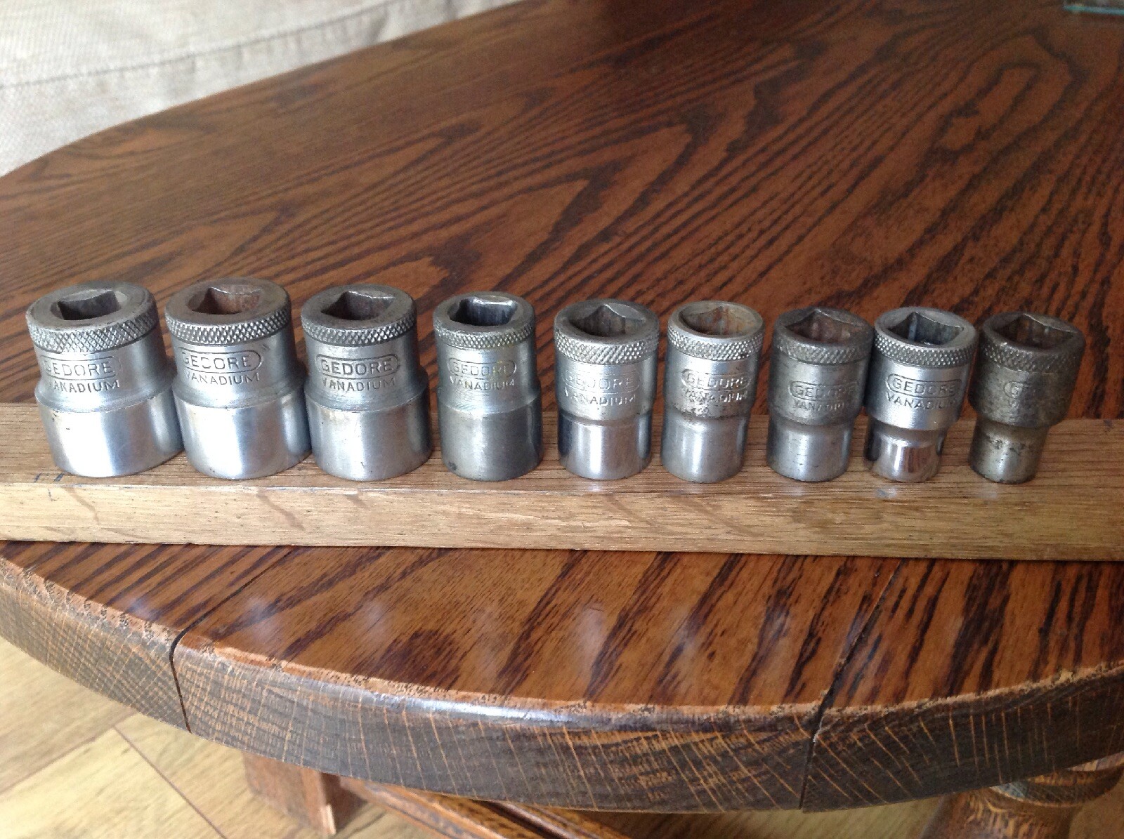 9 Gedore Sockets 1″ To 7/16″ AF With 1/2″ Drive.