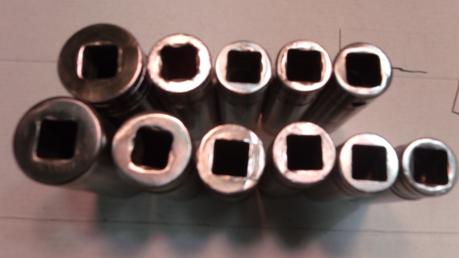 11 «SNAP-ON» U.S.A. 1/2″ DRIVE DEEP SOCKETS(5 ARE 6 POINT AND 6 ARE 12 POINT.)