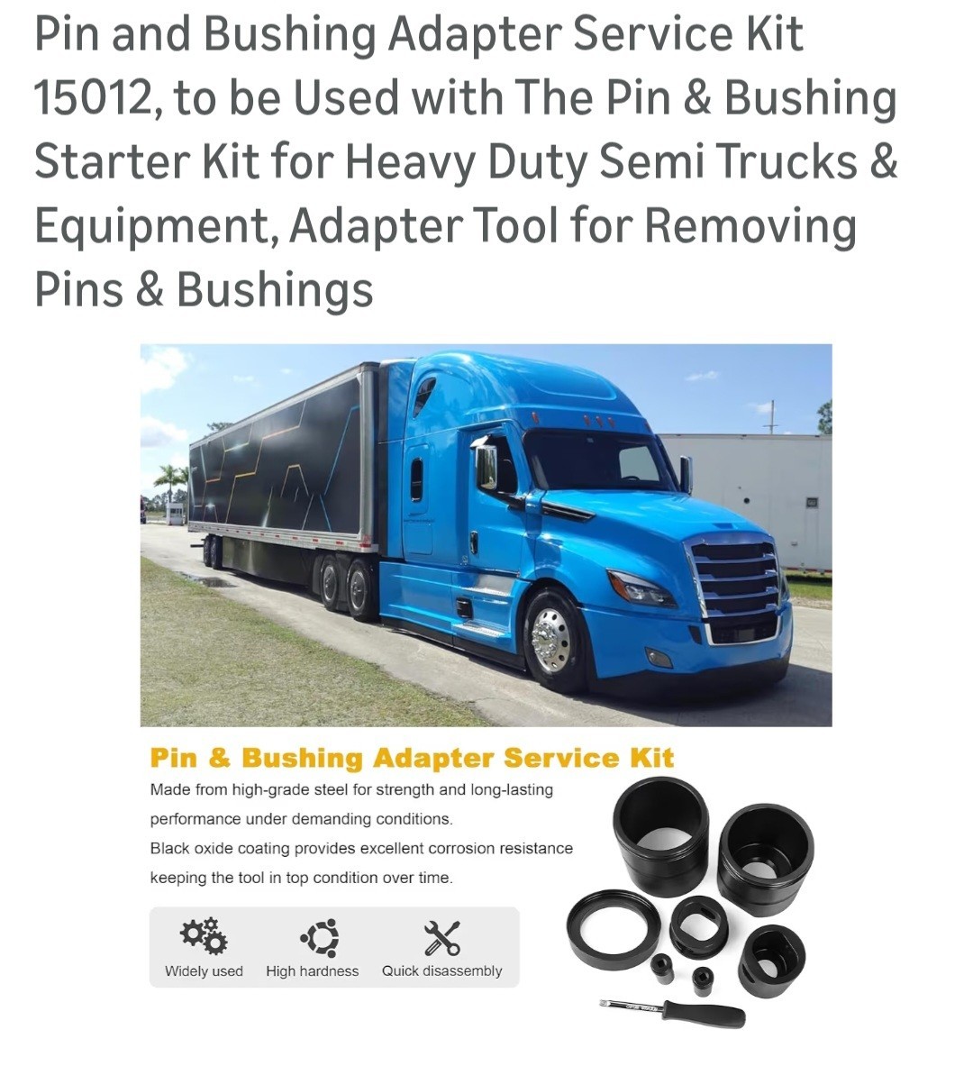Pin and Bushing Adapter Service Kit 15012, to be Used with The Pin & Bushing