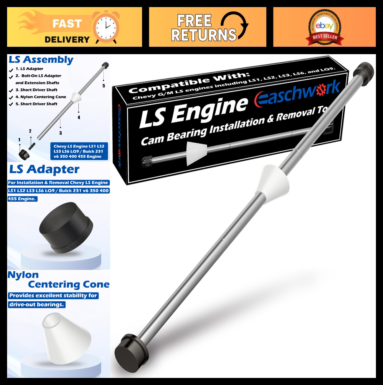 Cam Bearing Installation & Removal Tool for Chevy LS1 LS2 LS3 LS6 LQ9 Engines