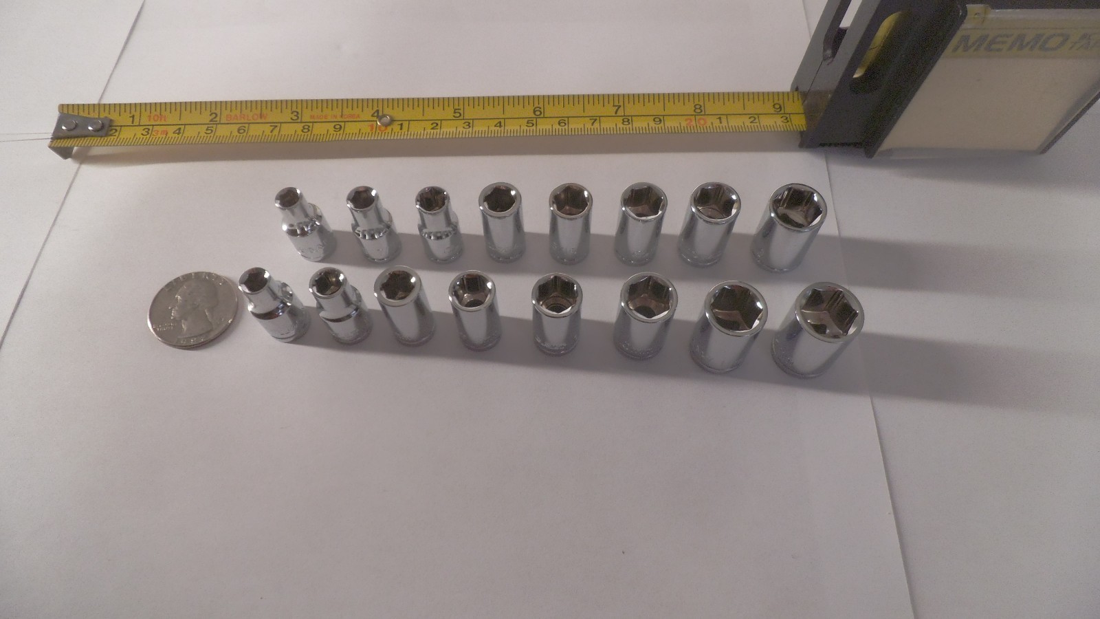 16 pcs Kobalt 1/4 drive 6pt shallow SAE + MM sockets sizes 3/16 to 7/16, 5 to 12