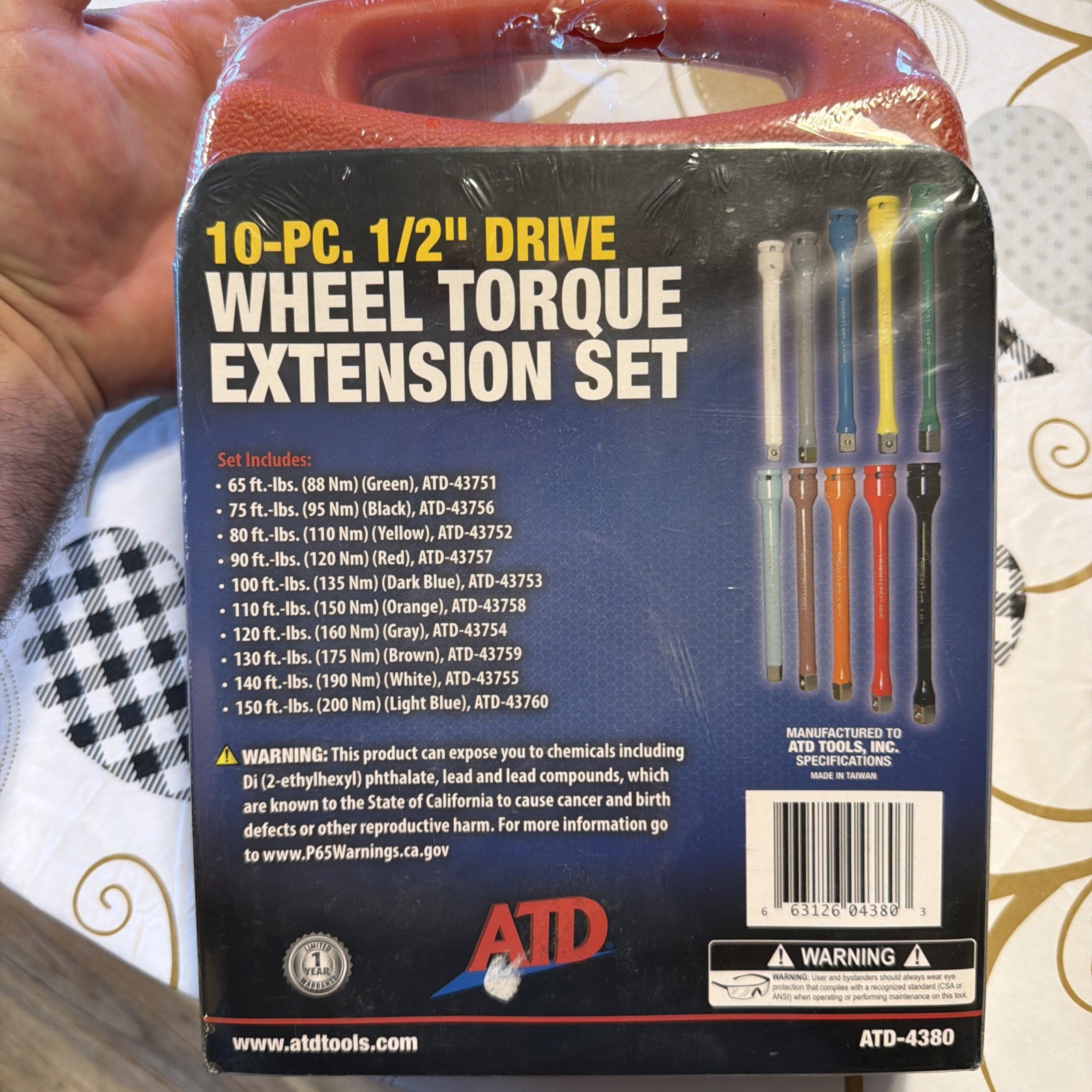 ATD TOOLS 10-Piece 1/2-Inch Drive Wheel Torque Extension Set 4380