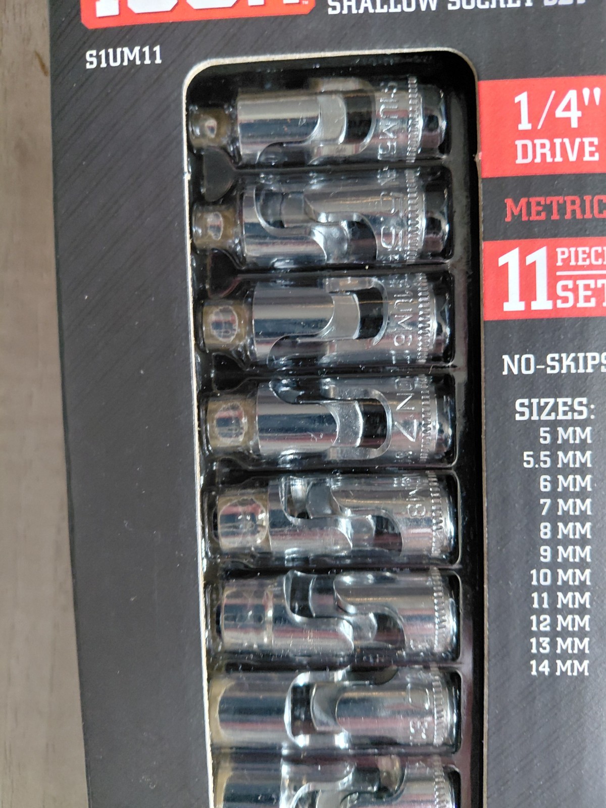 Icon S1UM11 1/4″ Drive Metric 11 Piece Universal Joint Shallow Socket Sett 70298