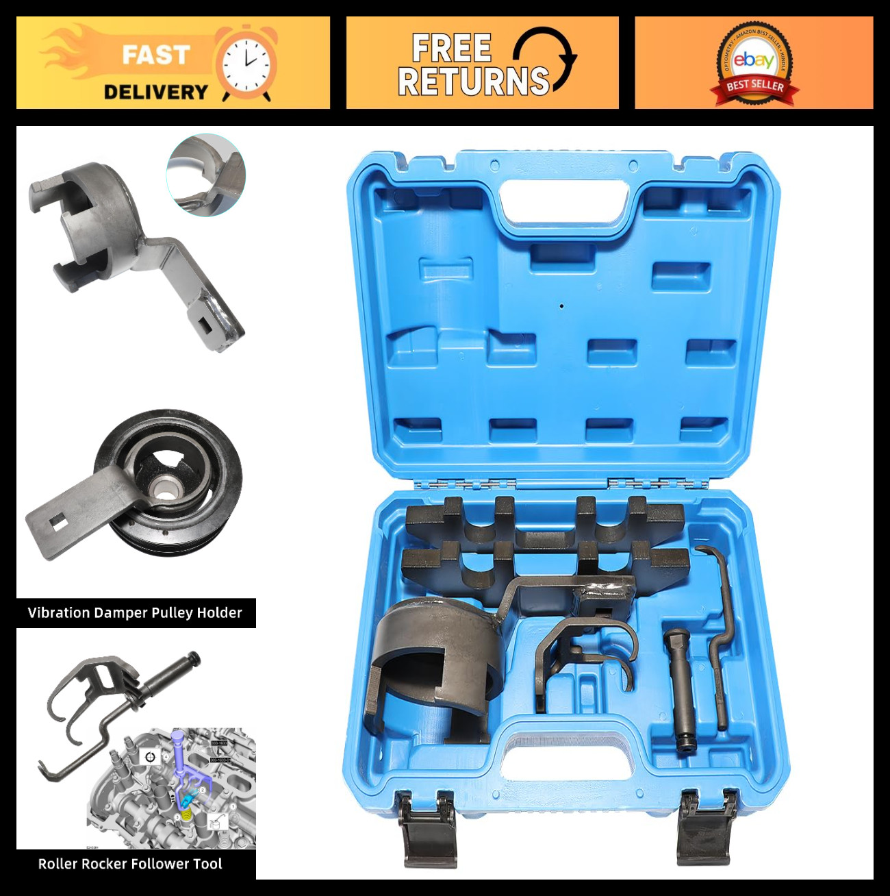 Camshaft Alignment Tool & Vibration Damper Pulley Holder for Ford 3.5L EcoBoost