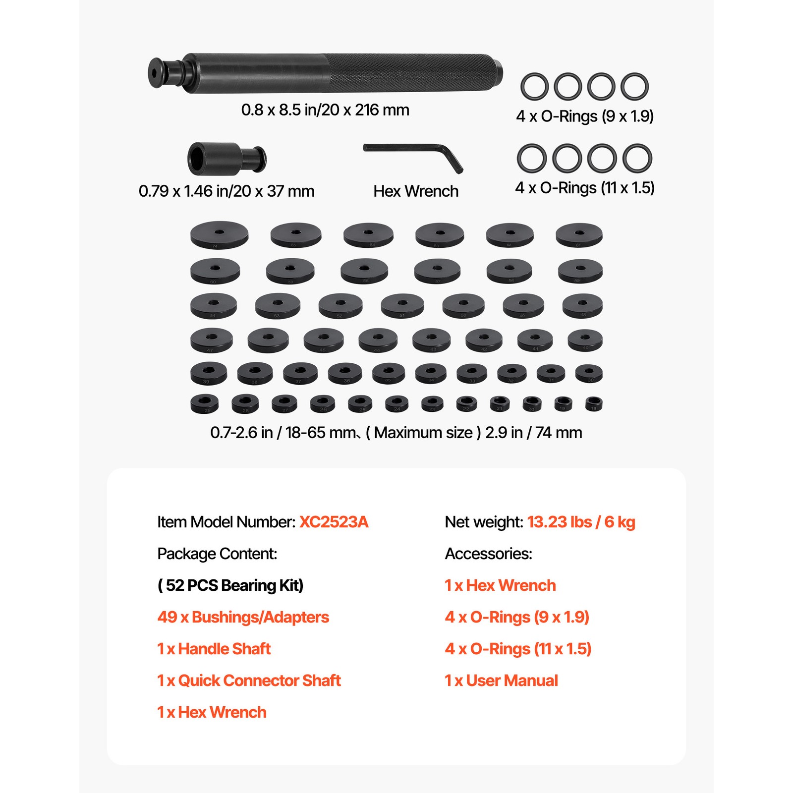 Uimoso 52-Piece Bearing and Seal Driver Tool Set with Carrying Case