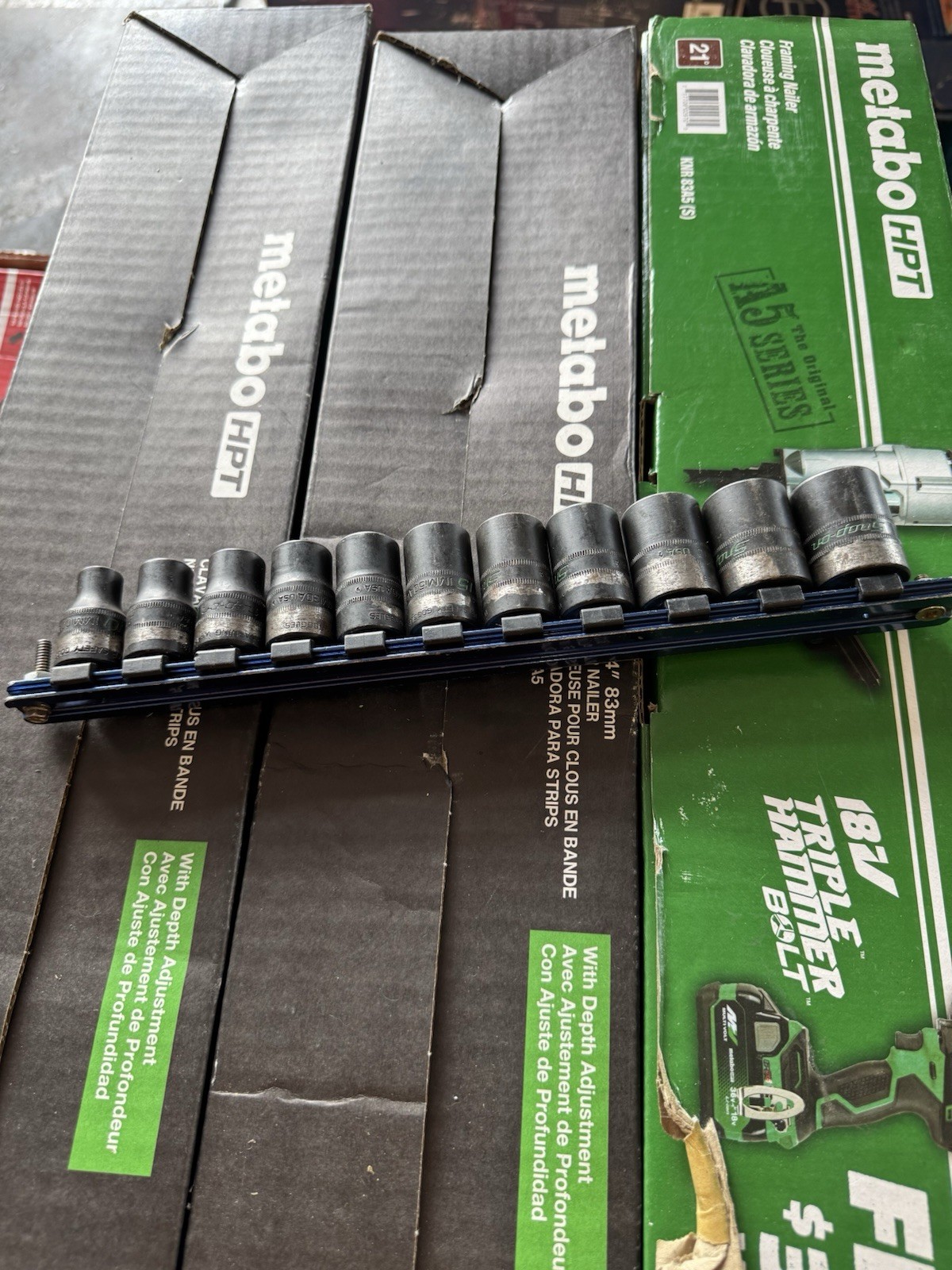 Snap-on Lot IMM100, IMM200. 1/2 Inch Drive Shallow Impact Sockets. Lot 11 Pieces