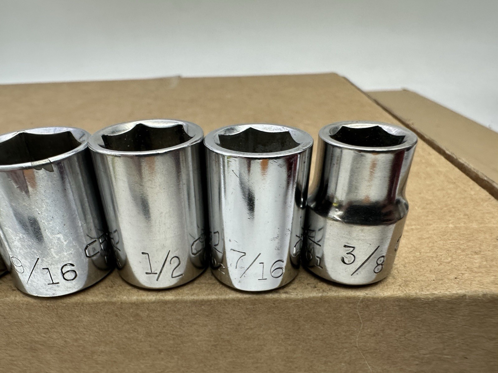 Craftsman USA 3/8 Drive SAE Socket Set 3/8-13/16 8pc 6PT G Vintage Very Good