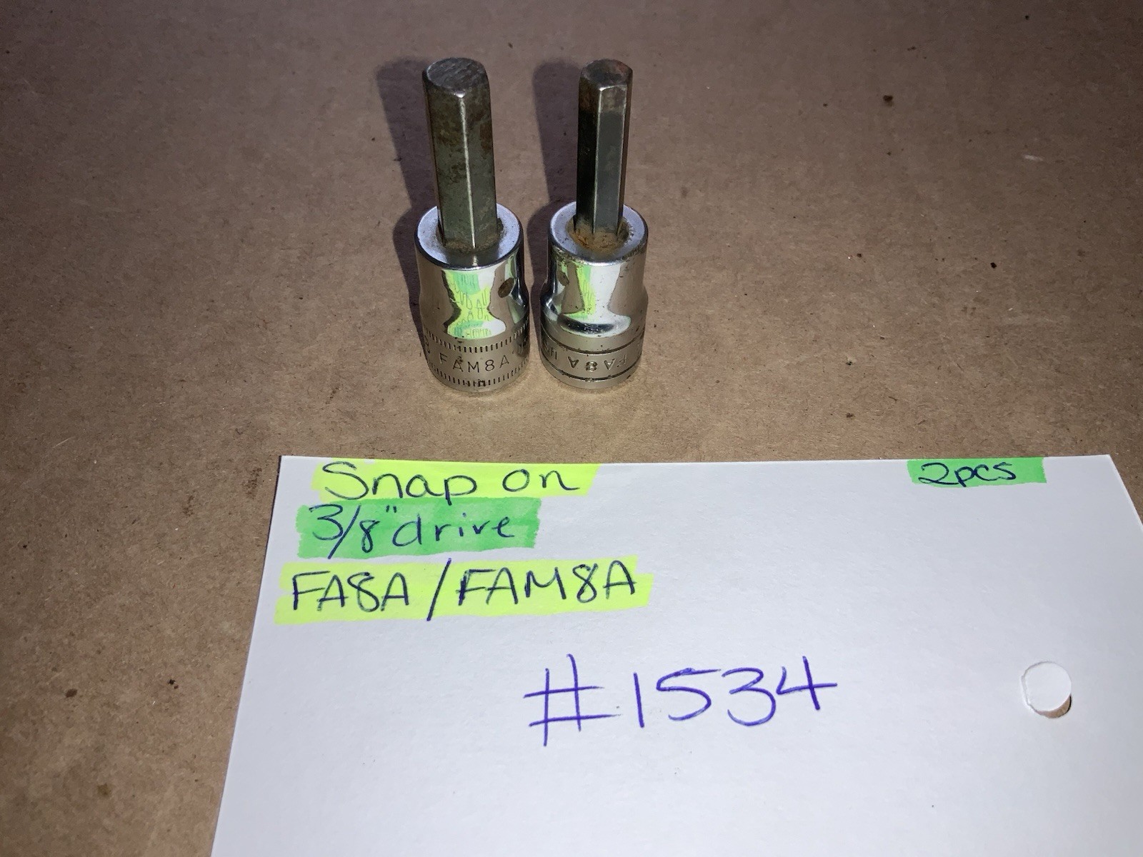 Snap-On 3/8″ Drive 1/4 & 8 Hex Allen Key Socket set of 2 FA8A & FAM8A