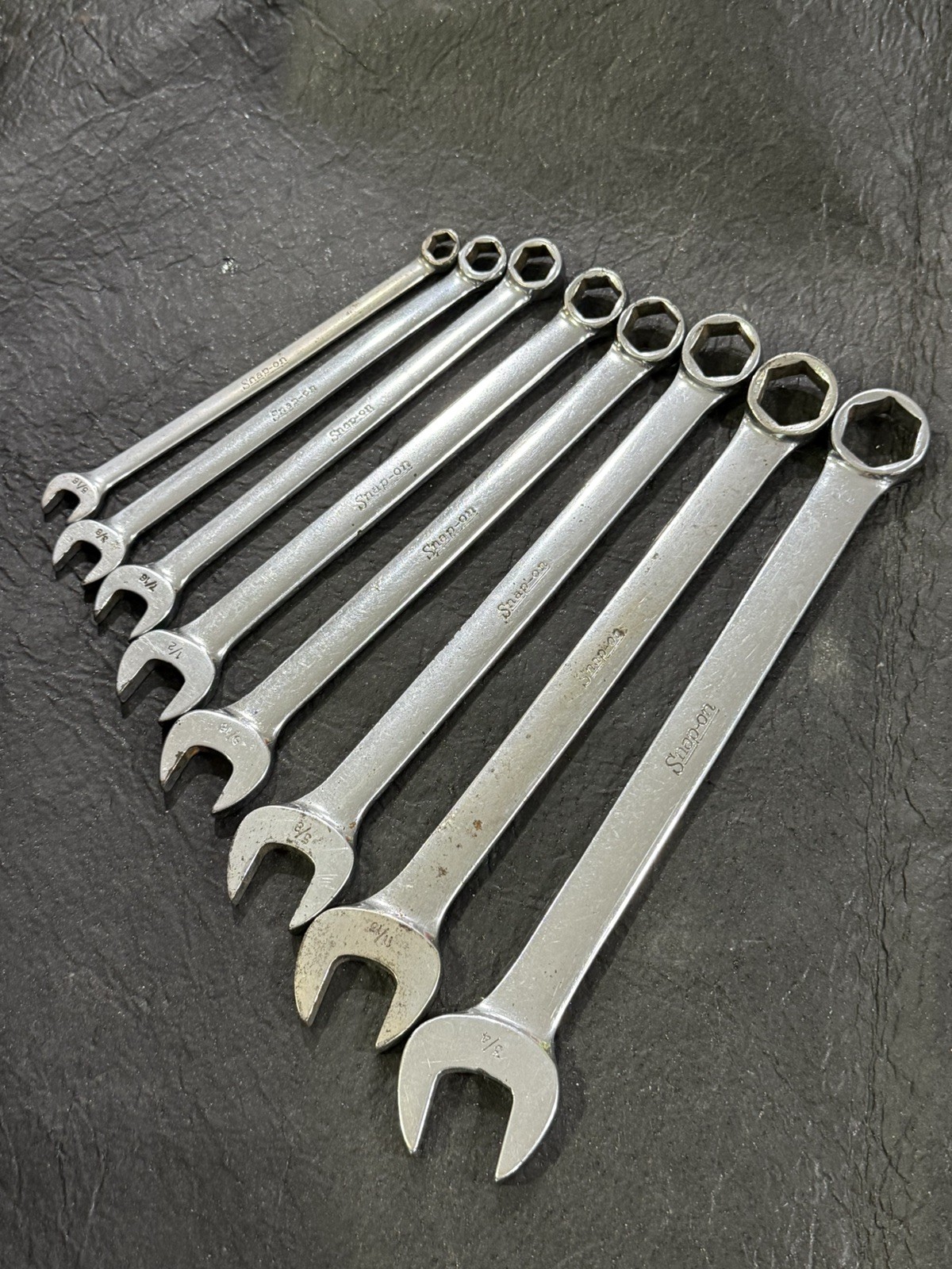Snap-on Tools 8 pc SAE Combo Wrench Set 5/16″ – 3/4” OSH10 to OSH24, USA MADE