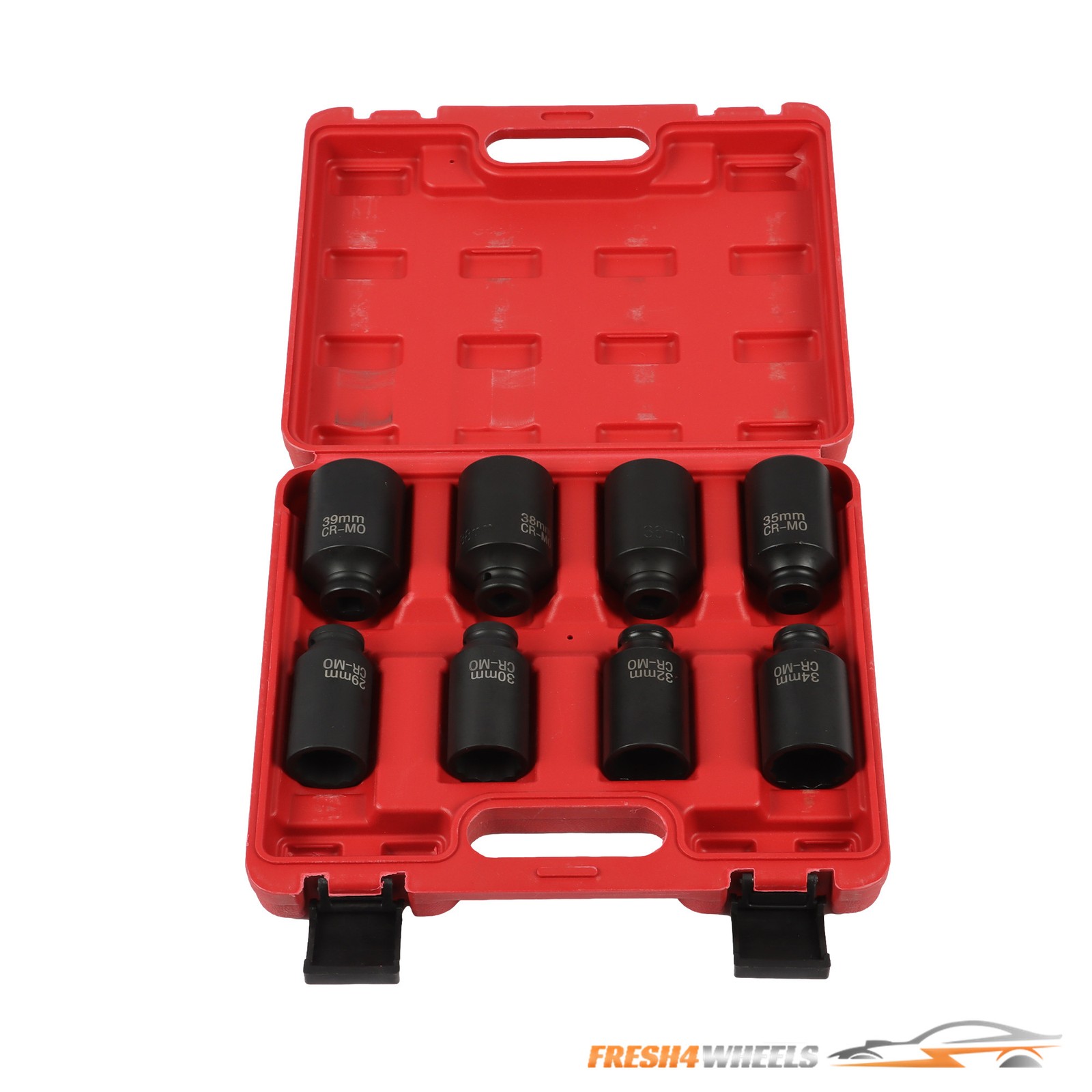 8Pcs 1/2″ Impact Socket Set 12 Point 29-39mm Drive Deep Spindle Axle Nut w/ Box
