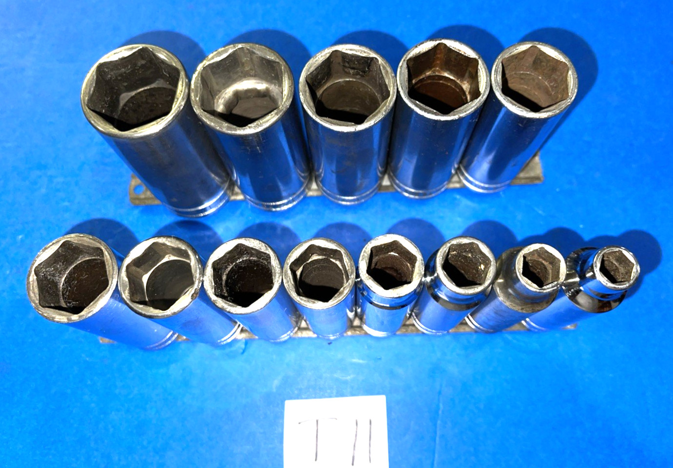 SNAP-ON TOOLS 13 PIECE 1/2 DRIVE SAE. DEEP CHROME SOCKET SET 6 POINT 313TSYA