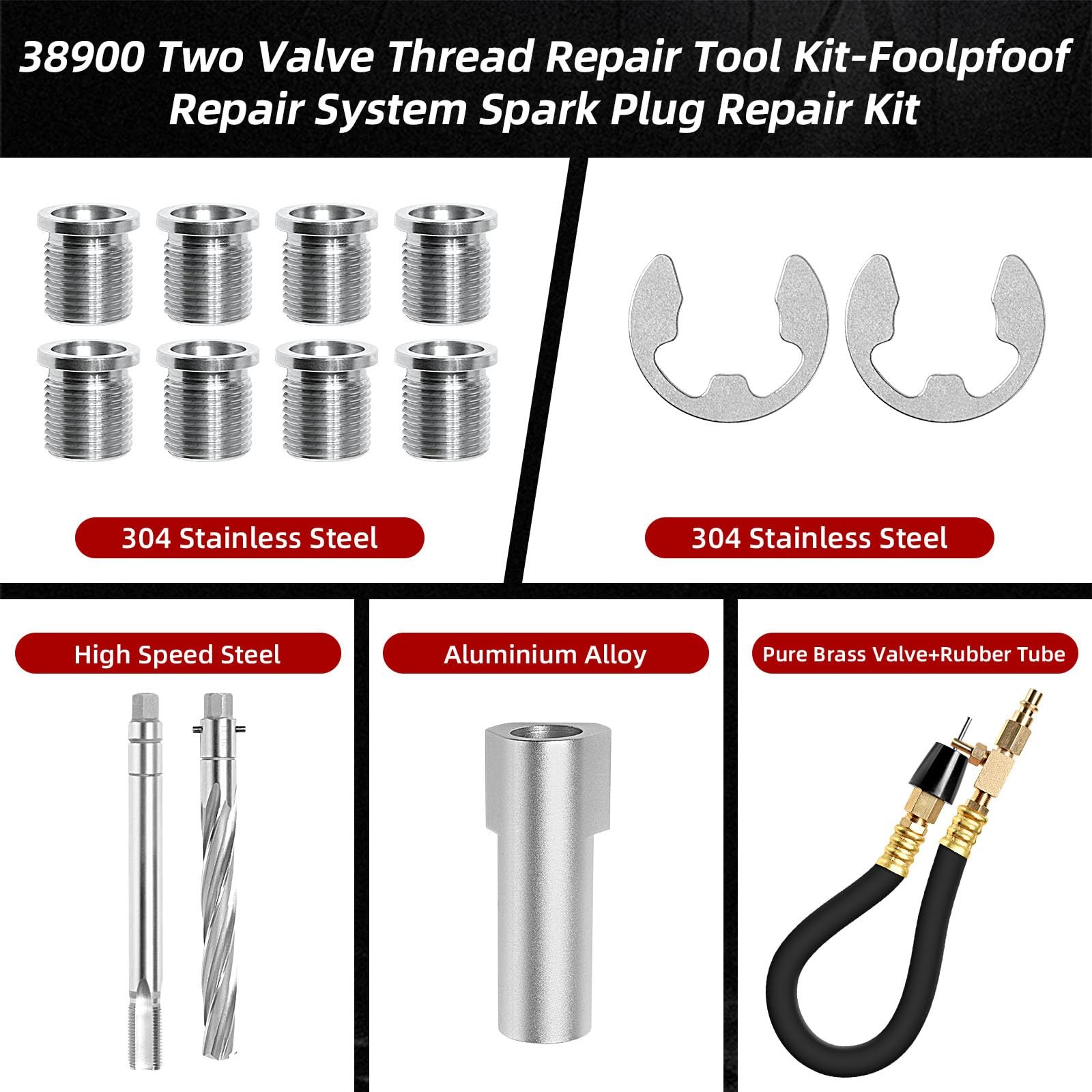 38900 Two Valve Tool Kit for Ford Triton,Spark Plug Thread Repair Kit,Foolpro…