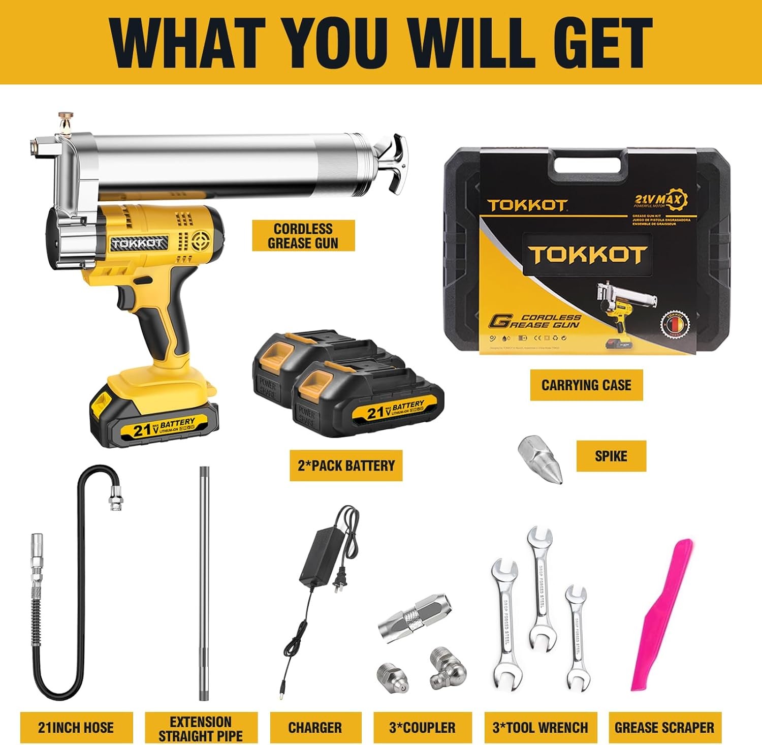 Electric Grease Gun–10,000 PSI Cordless Gun Kit with 2 2 Battery