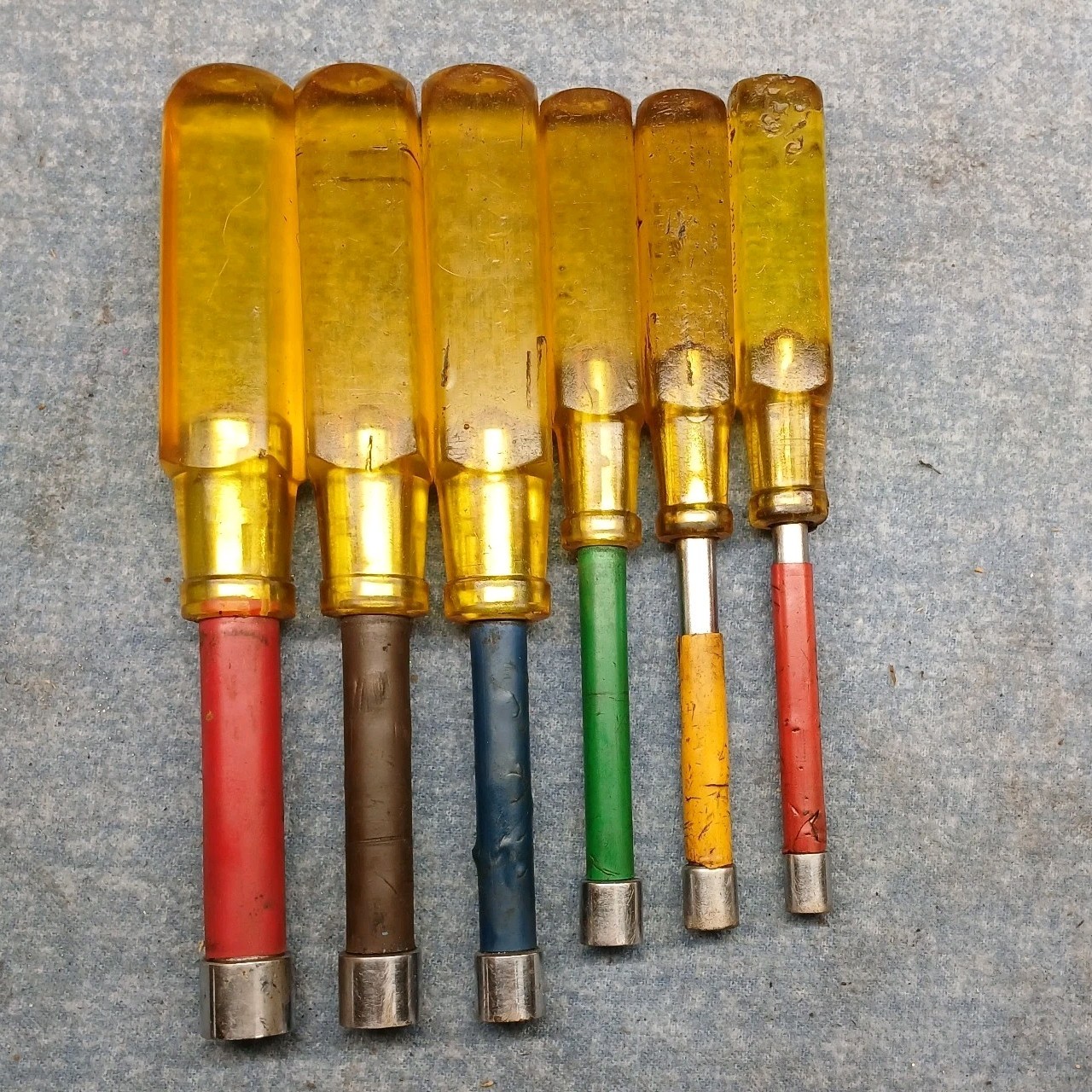 Vintage Snap-on Nut Driver Set 6 Piece ND-108, 110, 111, 112, 114, 116