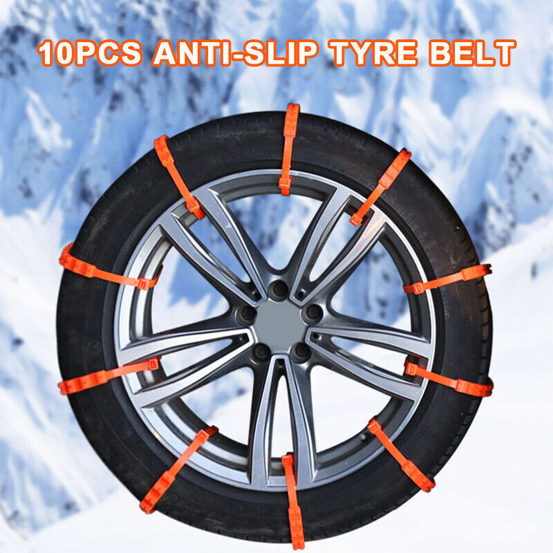 10Pcs Universal Winter Snow Mud Anti-skid Tire Chains Tendon for Car Sedan