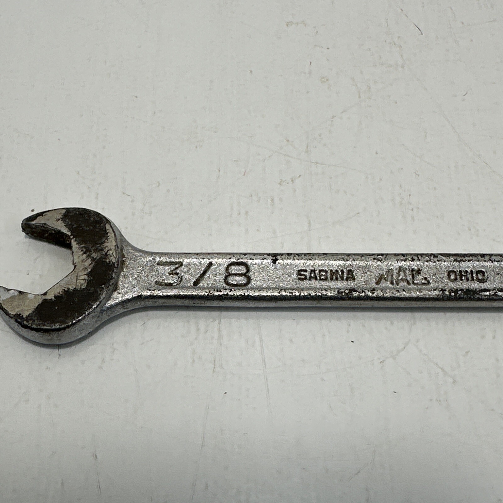 Mac Tools DR1214 3/8″-7/16″ Chrome Open End Wrench Worn USA GUC See Pictures
