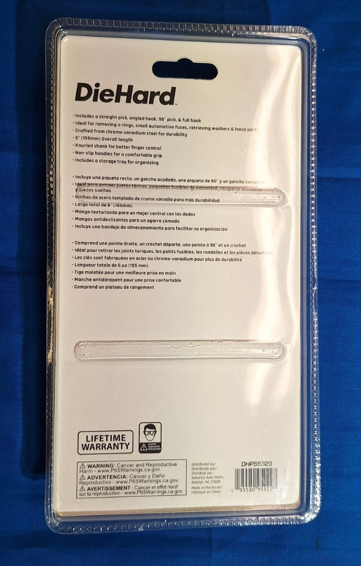DieHard 4 piece pick and hook set DHP55325 NEW & SEALED