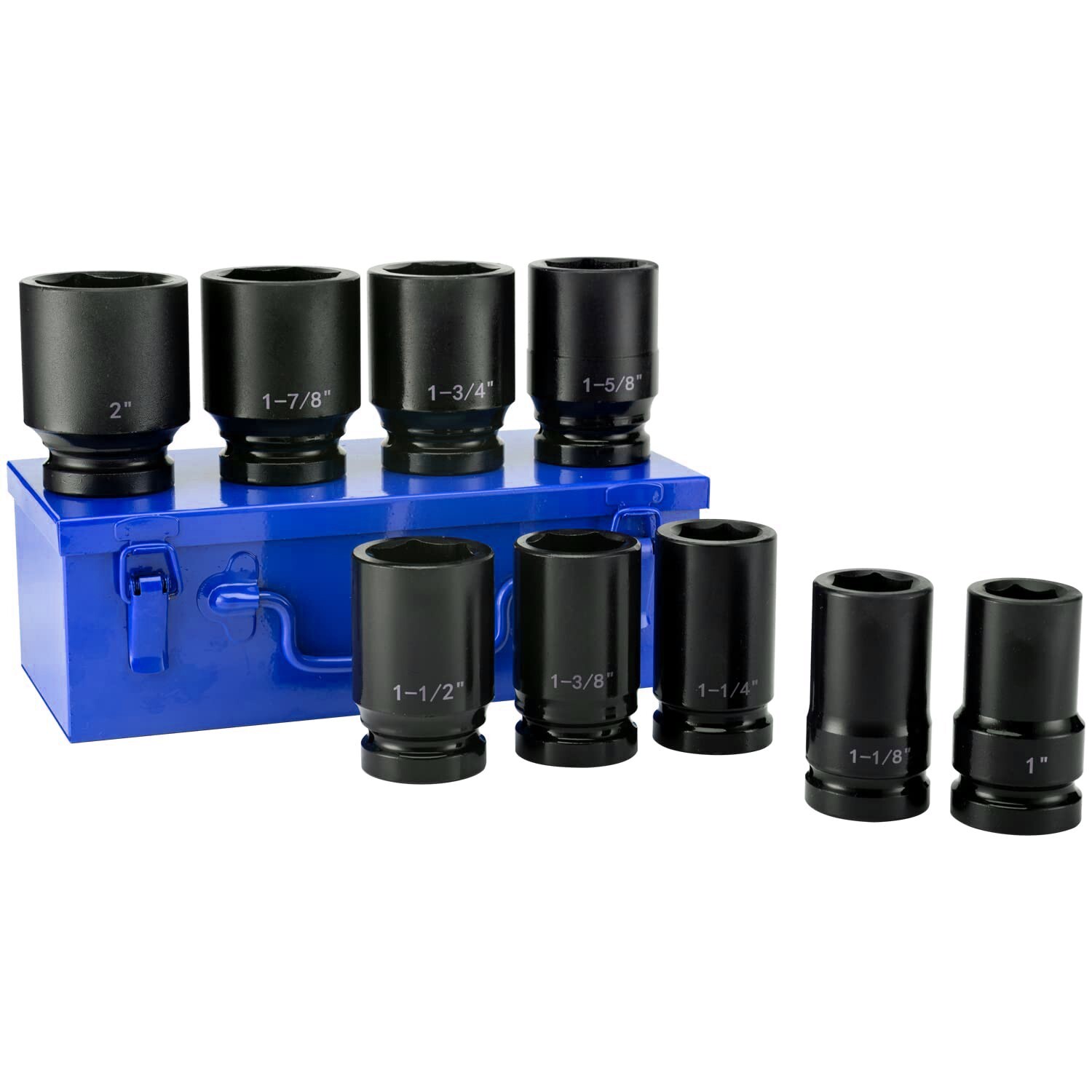 1″ Drive Jumbo Impact Socket Set 9PCS Universal Hex Deep Socket Set CR-Mo Steel
