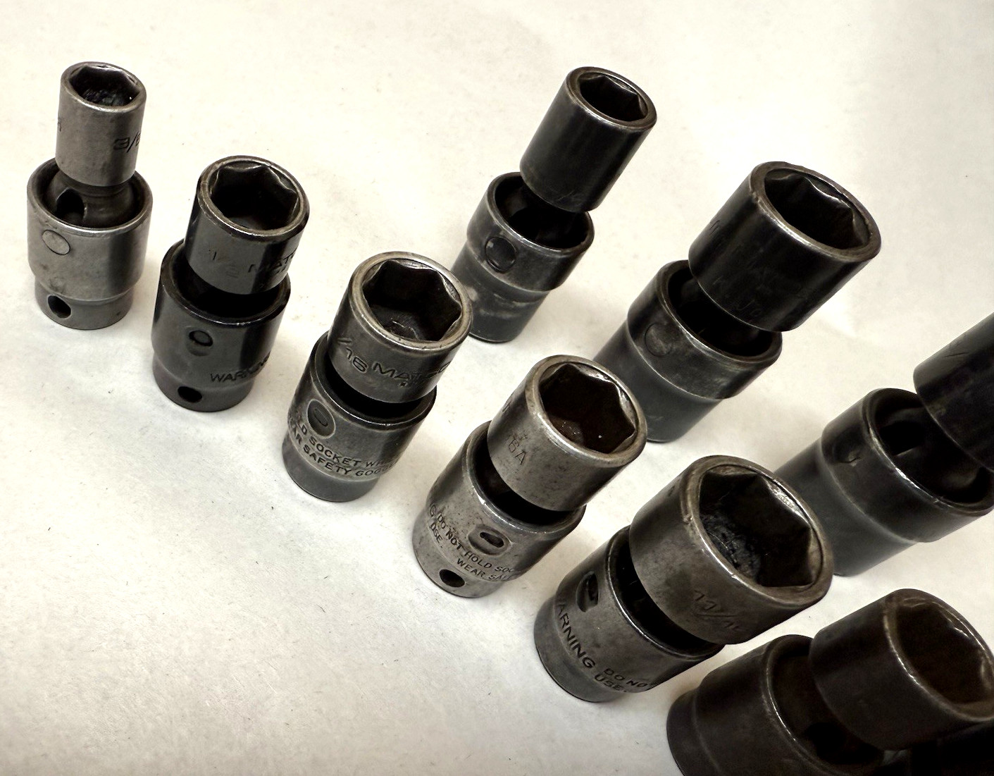 12 pc Lot Matco SAE & Metric Impact Universal Swivel Socket 3/8 & 1/2′ Drive