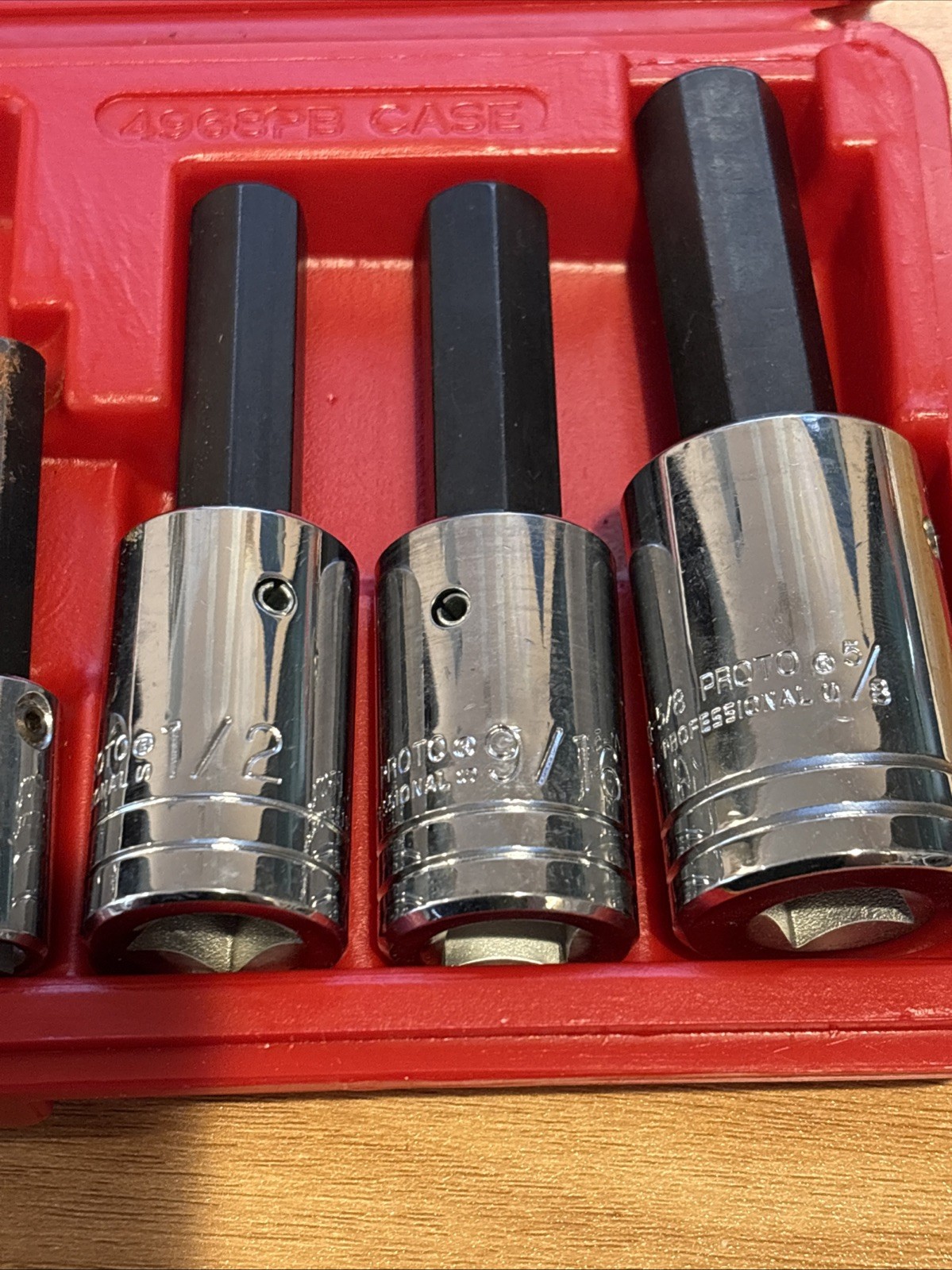 Proto 10 pc. 1/2″ & 3/8″ Drive SAE Hex Bit Socket Set 4990 & 5441 & Case 4968PB
