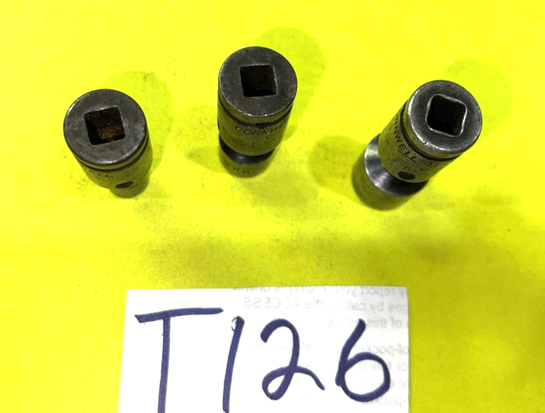 CORNWELL TOOLS 3 PIECE 1/4 DRIVE METRIC IMPACT SWIVEL SOCKETS 6, 9, 12MM