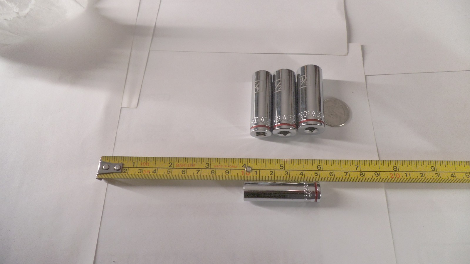 4 pcs Kobalt 1/4 drive 6pt deep Laser marked sockets sizes 3/8, 7/16, 1/2, 9/16