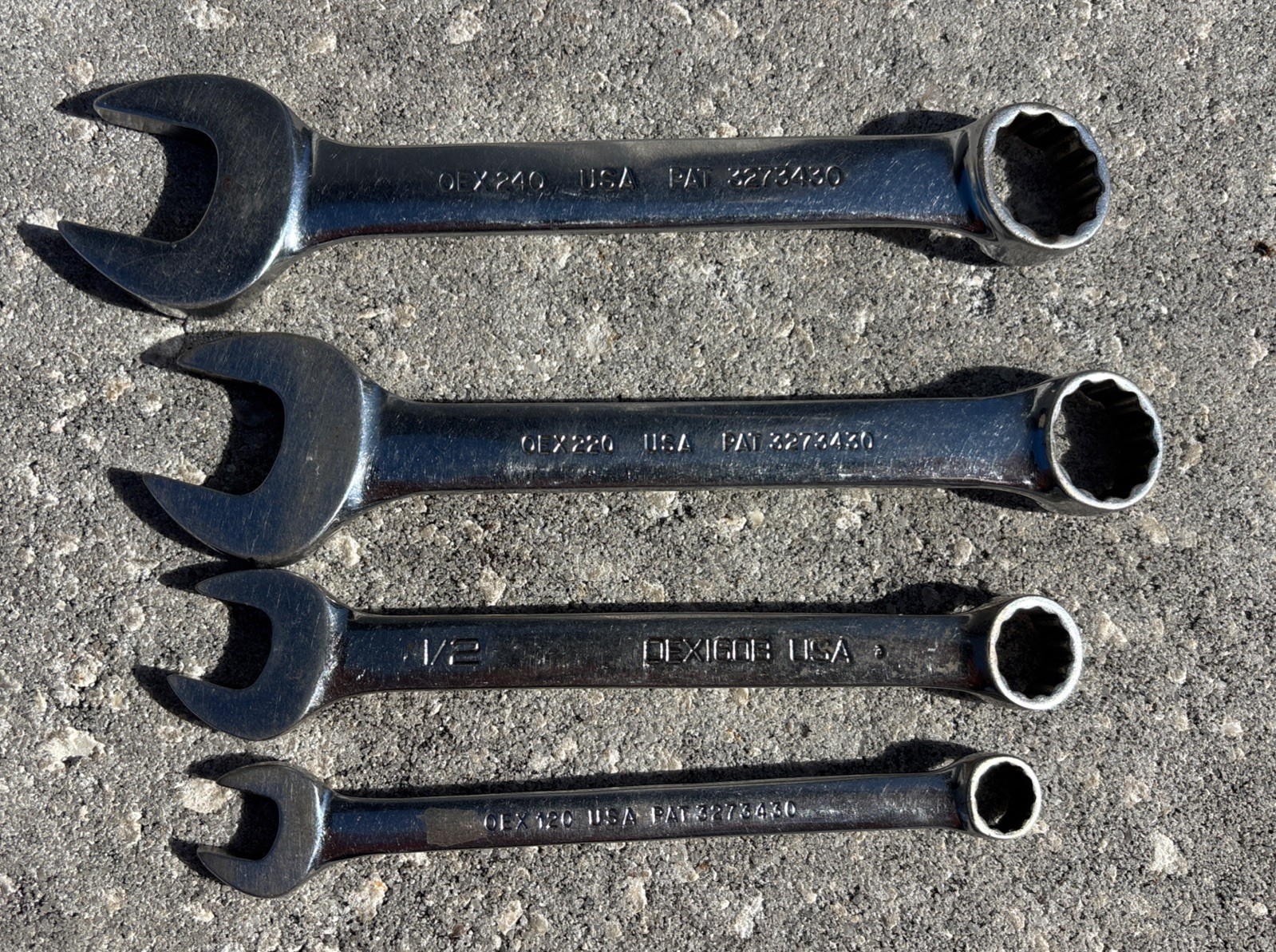 Snap On 4 Pc OEX SERIES Flank Drive Short Combination Wrench Set 3/8 To 3/4
