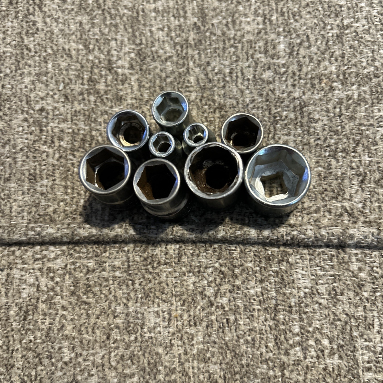 Lot of 9 Sockets METRIC ASSORTED Sizes 4.5 5 7.5 9-(x2) 10 11 12 14
