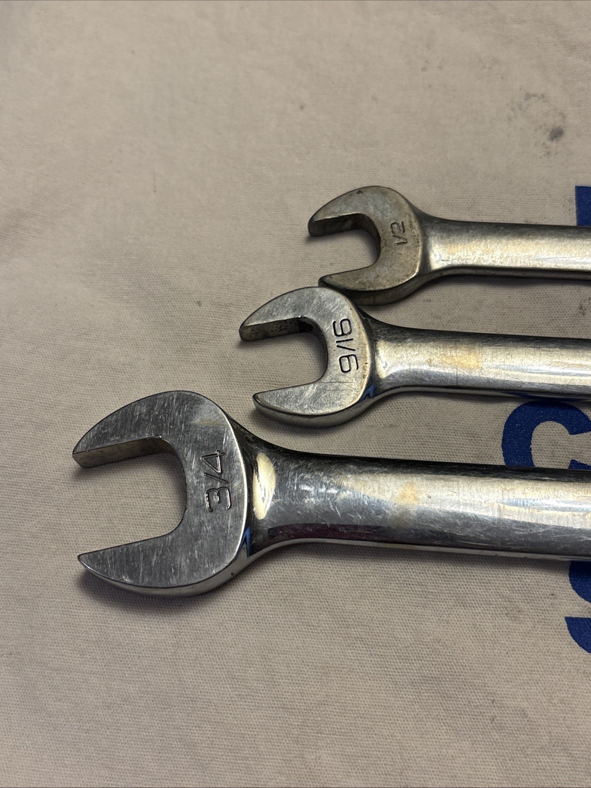 1991 Snap-on Tools USA 3pc Combo Wrench Set OEX16A 1/2″ OEX18A 9/16″ OEX24A 3/4″